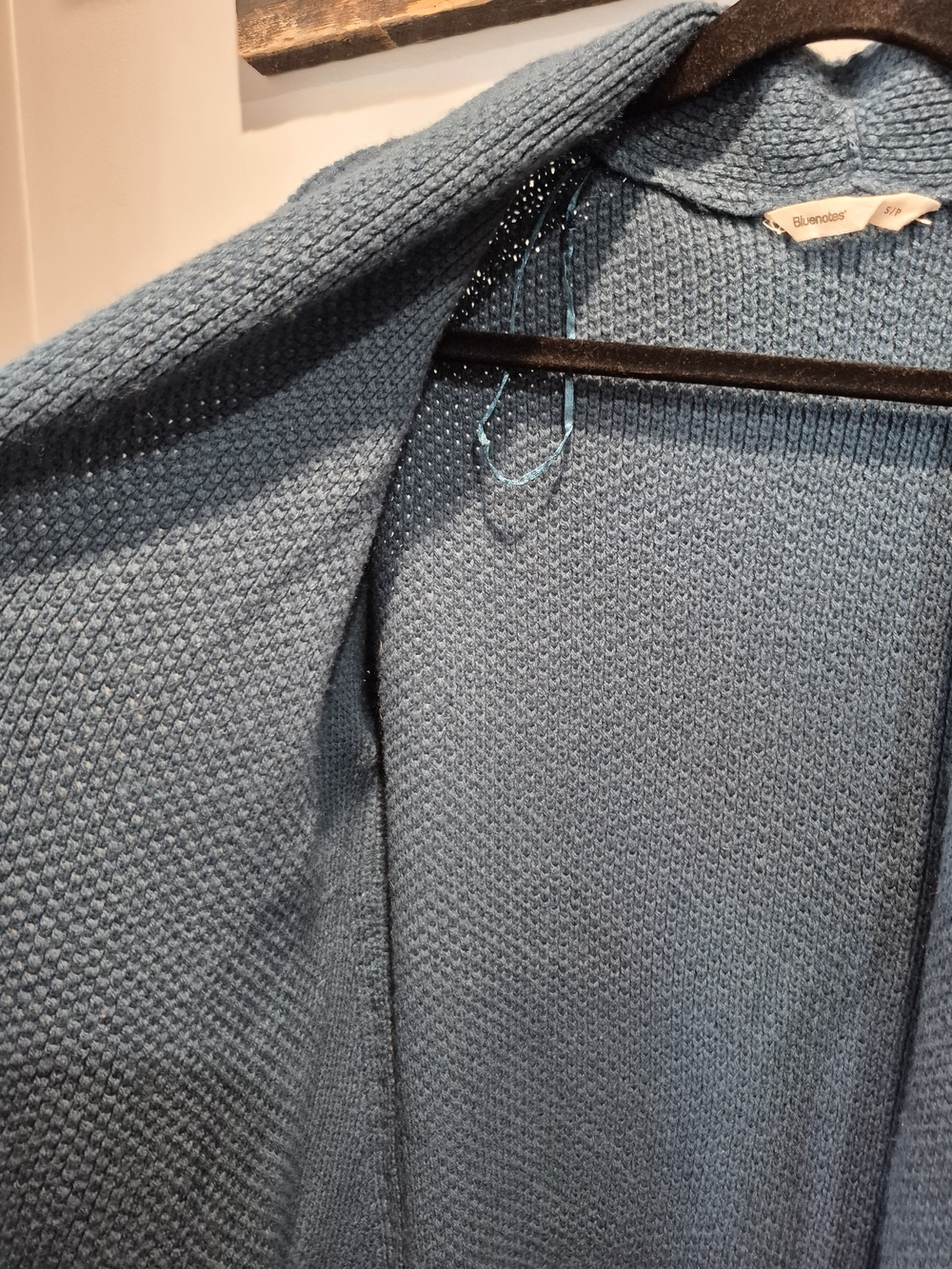 Bluenotes Teal Waffle Knit Open Front Shawl Collar Cardigan with Pockets - Picture 7 of 9